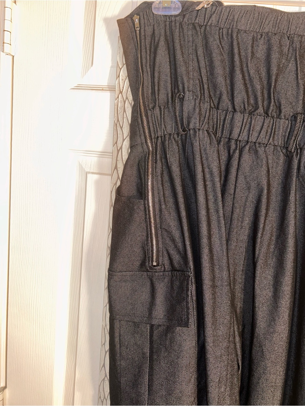Fashion Nova Black Strapless Wide-Leg Jumpsuit with Cargo Pockets - Picture 5 of 14